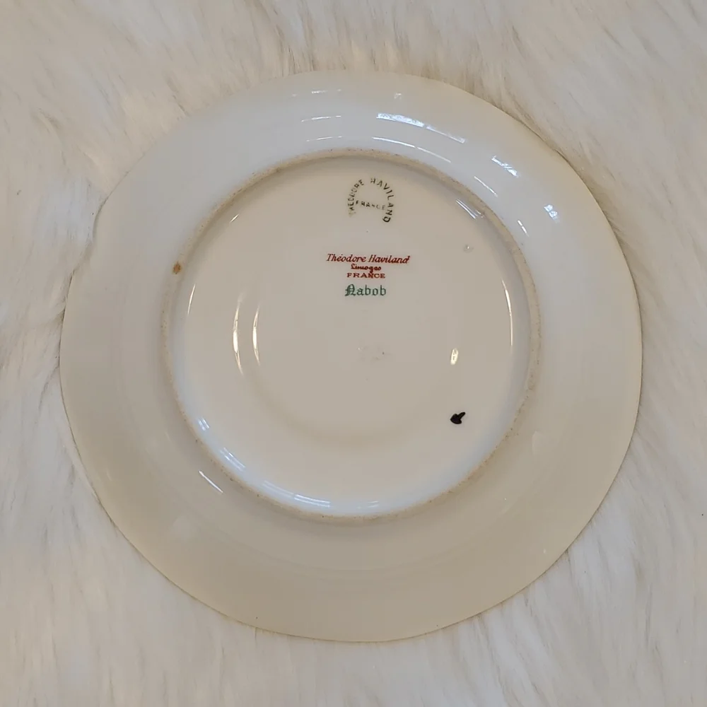 Vintage Theodore Haviland Limoges France Porcelain Plate Floral Gold Trim